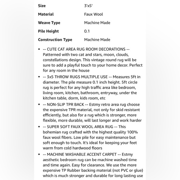 ✨Celestial Cats Rug Bohemian CatsWashable Rug forCat Lovers Starry Const… - Picture 15 of 16